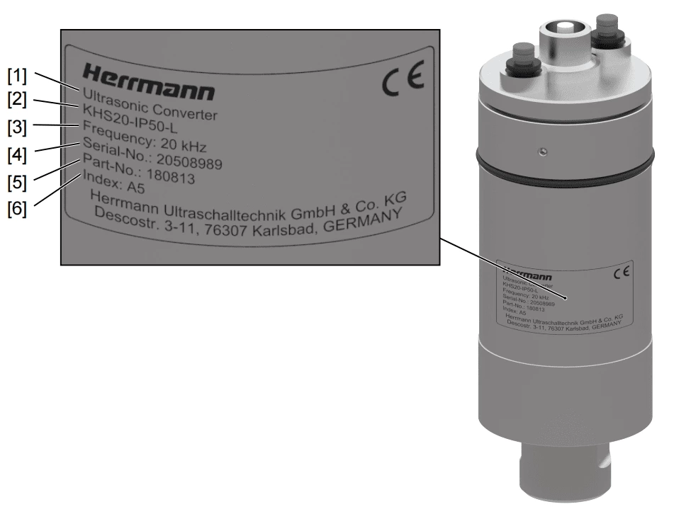 placa de identificación del convertidor Herrmann